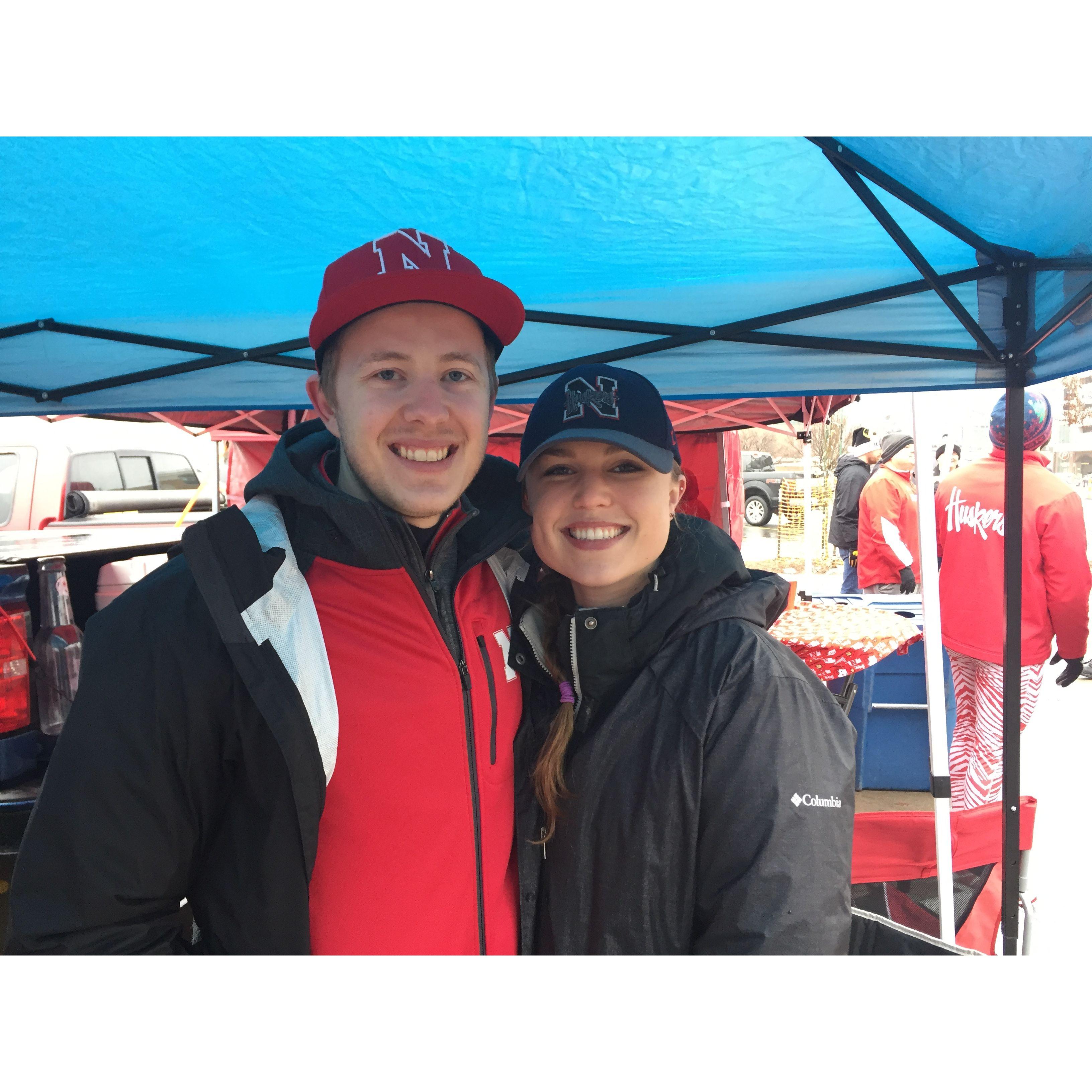 Tailgating at Carrie's first Huskers game!