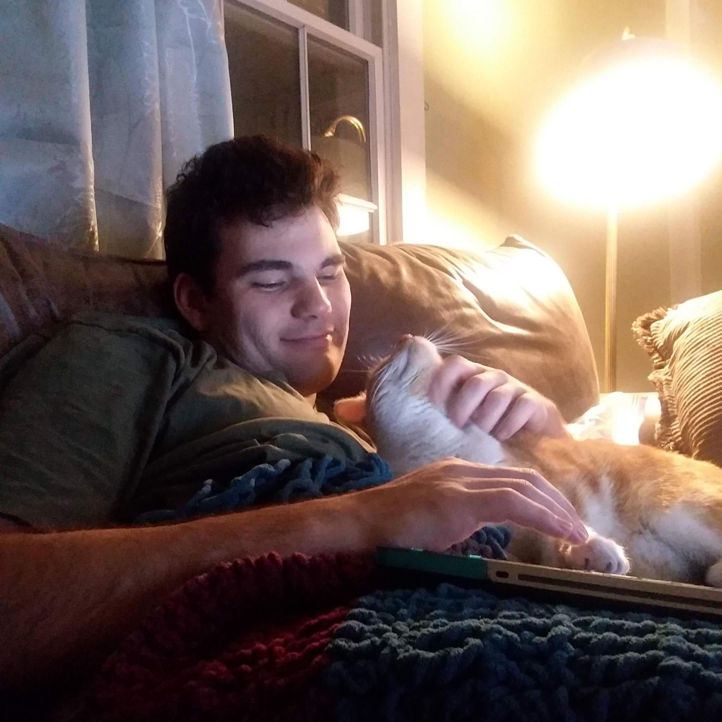 Benjamin and Tim snuggling.