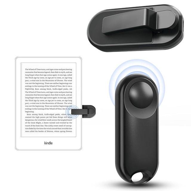 DATAFY Page Turner for Kindle Remote Control Page Turner Clicker for Kindle Paperwhite Oasis Kobo E-Book eReaders Reading Novels Kindle Accessories with Wrist Strap Storage Bag (Black)