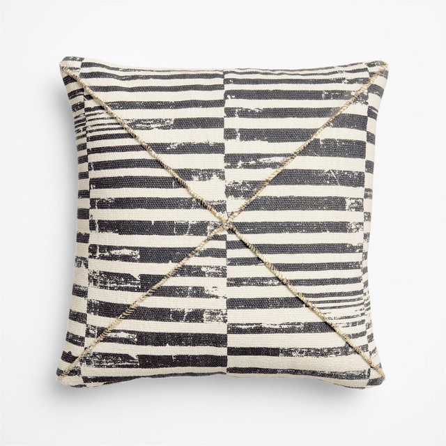 Clare Mudcloth Stripe 20"x20" Deep Indigo Throw Pillow with Feather Insert