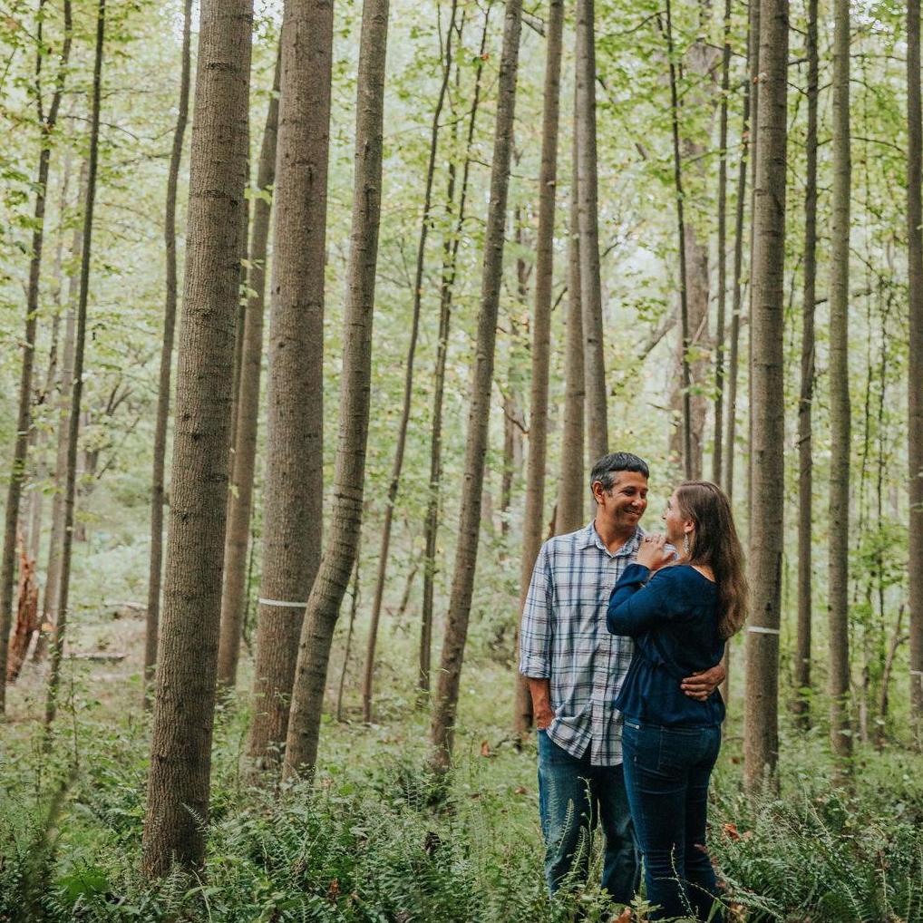Engagement session picture from a hiking trail near our house!