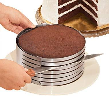 MarxHousehold Adjustable 9" to 12" Stainless Steel Layer Cake Slicer Kit Mousse Mould Slicing Cake