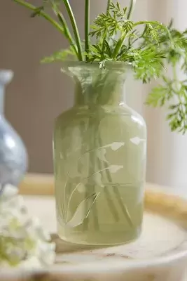 Etched Glass Bud Vase