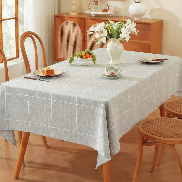 TruDelve 52 x 70 Cloth Tablecloths Rectangular Gray Table Coth Rectangle Table Winter Farmhouse Cotton Tablecloth(Grey,70"x52",Rectangular)