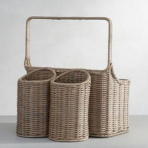 Willow Woven Picnic Caddy - Gray