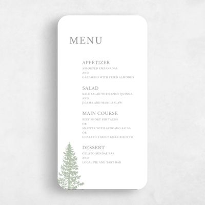 White Rounded Wedding Menu - Pinehaven