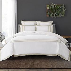 Wamsutta® Hotel Border MICRO COTTON® Full/Queen Duvet Cover Set in White/Navy
