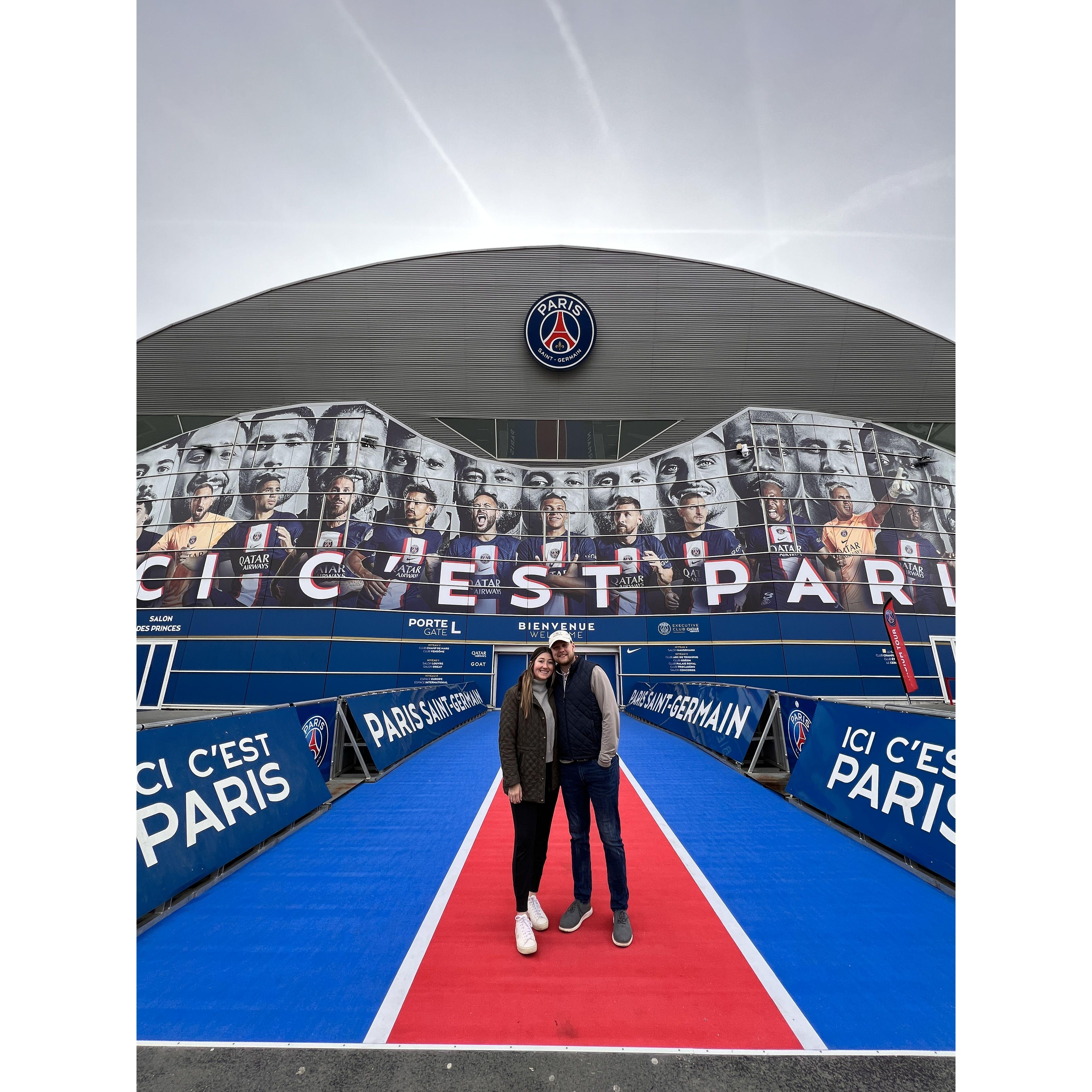 visiting the futbol stadium in Paris