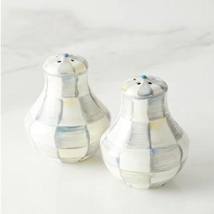 MacKenzie-Childs Sterling Check Enamel Salt Pepper Shakers