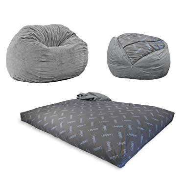 CordaRoy's Chenille Bean Bag Chair, Convertible Chair Folds from Bean Bag to Bed, As Seen on Shark Tank - Charcoal, Queen Size