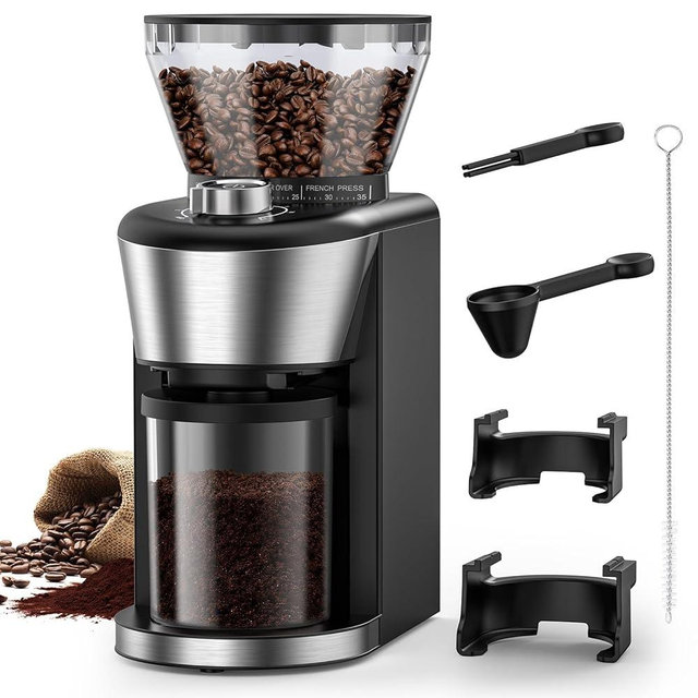 Electactic Automatic Coffee Grinder, Electric Burr One-Touch Grinder with 35 Grind Settings for Drip/Espresso/PourOver/ColdBrew, 2-12 Cup Dose Selection, Coffee Grinders for Home,Office