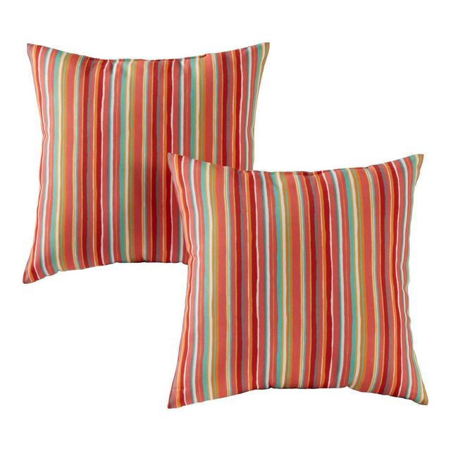 Set of 2 Outdoor Throw Pillows Watermelon Stripe - Kensington Garden