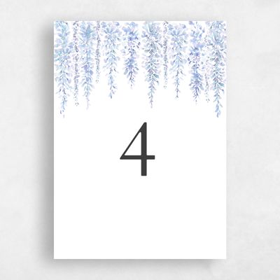 Icy Blue Wedding Table Number - Portree