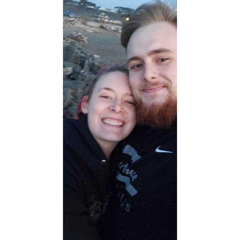 us at the Bandon beach, on our 1 year anniversary