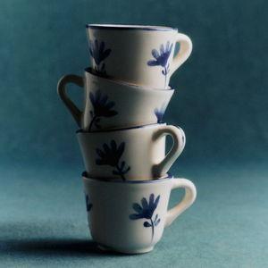 Set of 4 espresso cups - Little Flower - Storm Blue