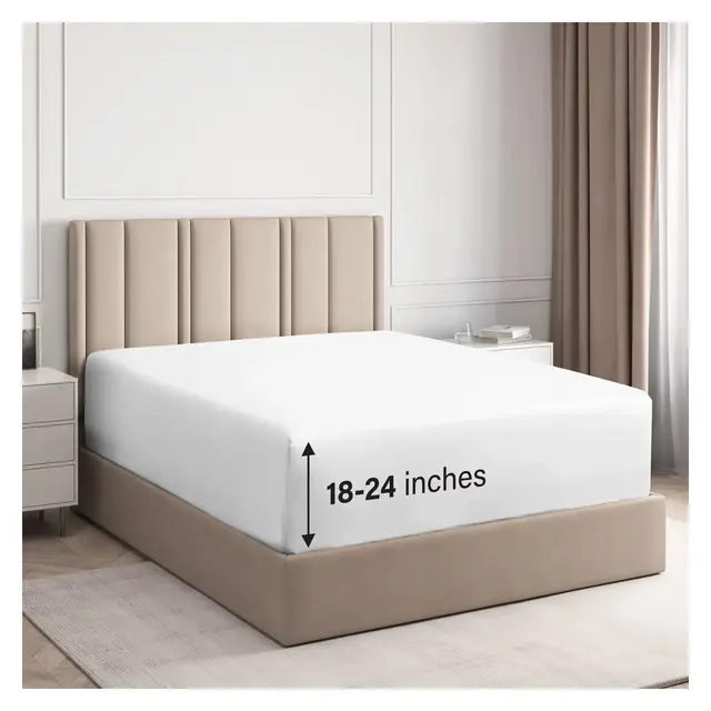 CGK Linens Extra Deep Pocket Elasticized Fitted Sheet Only - Fits 18"-24" Mattresses in White, Size Twin Extra Long