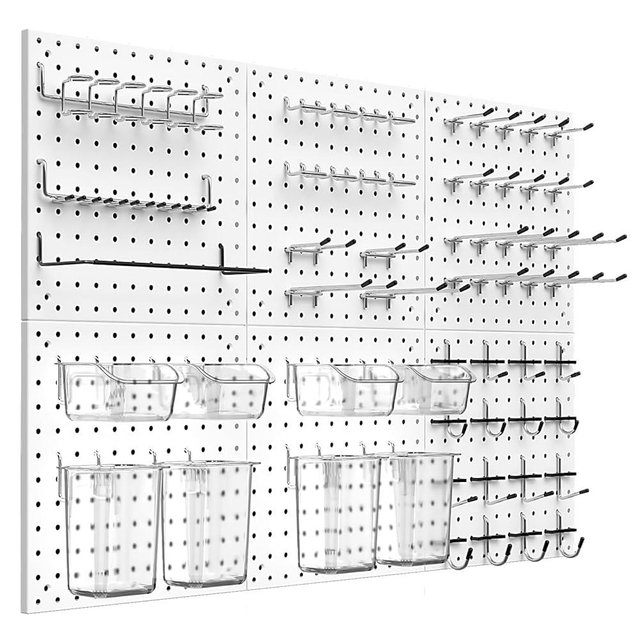 Daanxw Peg Board Kit, Includes Pegboard and Accessories,with Hooks and Bins,Peg Board Wall Organizer for Office,Ornaments Display,Crafts Organization (129, White)