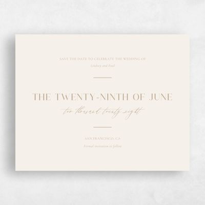 Beige Typography Wedding Save the Date - Philippa Landscape