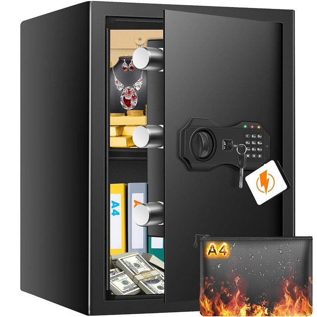 Thmosz 2.8 Cuft Fireproof Safe for Home, Large Safe Box Fireproof Waterproof With Digital Keypad, Removable Shelf, Smart Alarm, Digital Security Money Safe Lock Box for Home Business Office