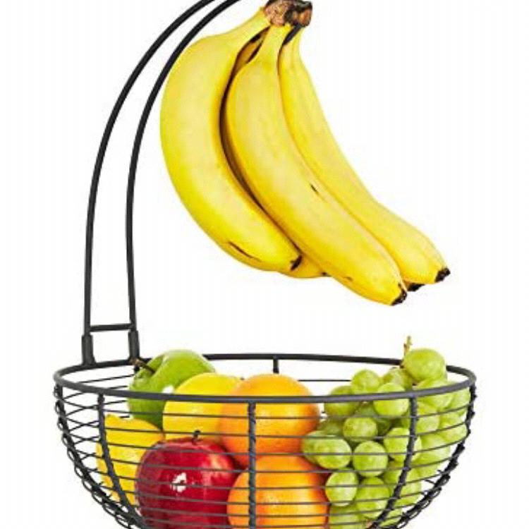 Large Fruit Basket With Banana Hanger- Regal Trunk Rustic French Farmhouse Fruit Bowl With Banana Holder Tree | Vegetable and Fruit Holder With Detachable Banana Stand | Fruit Bowl For Kitchen Counter