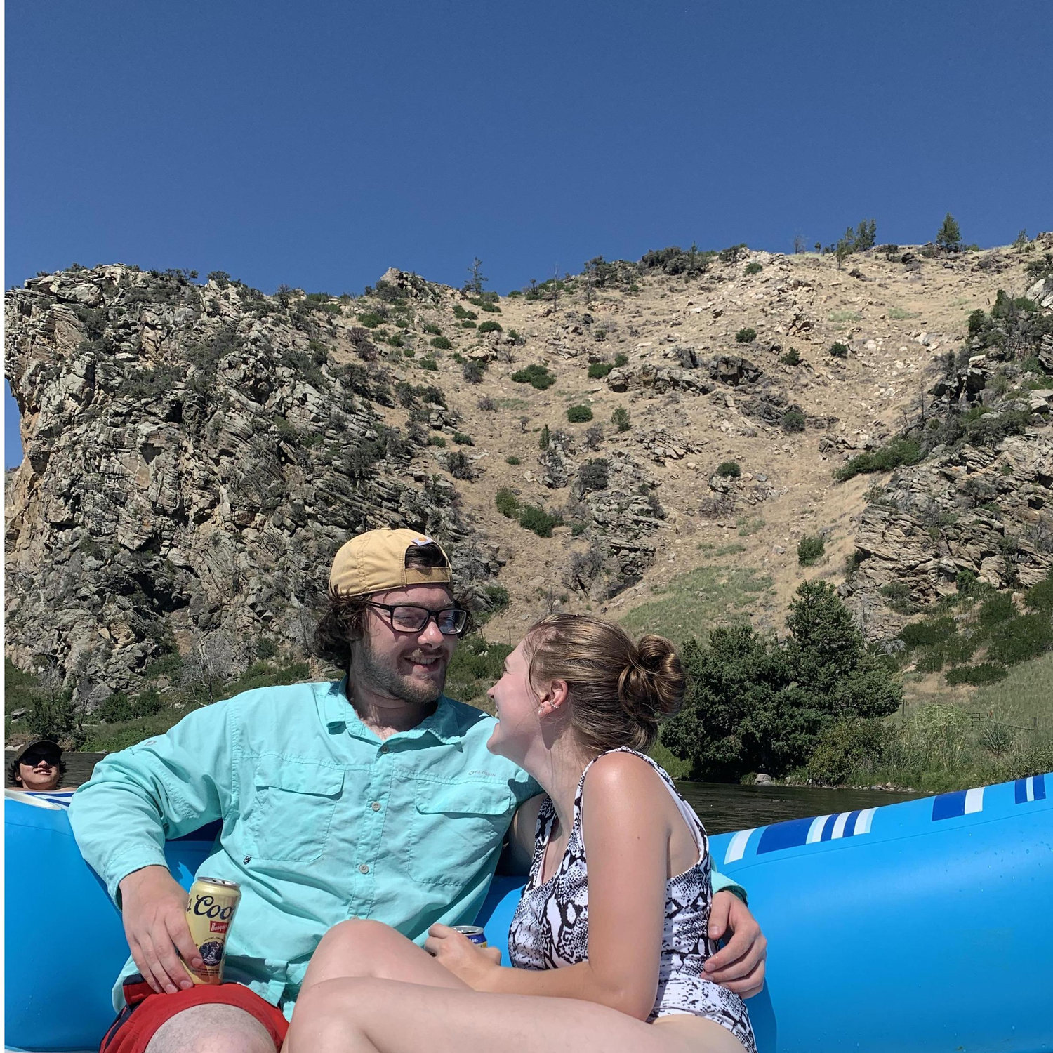 Floating the river, 2021. M fell out of the boat once, and then H clocked her in the face with an oar. They still had a dang good time.