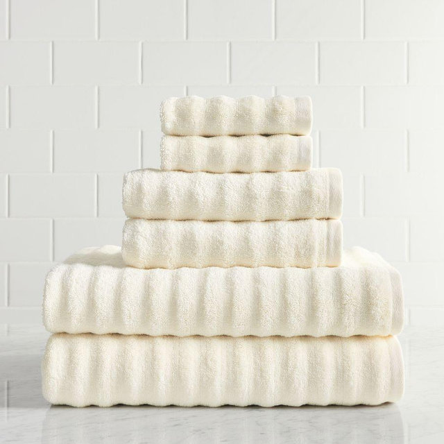 Alabaster Textured Striped Bath Towel, Set Of 2