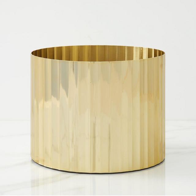 Pure Foundations Metal Tabletop Planters, Medium Round, Polished Brass