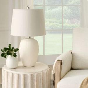 23" Off-White Natural Ceramic Urn Table Lamp - Nourison