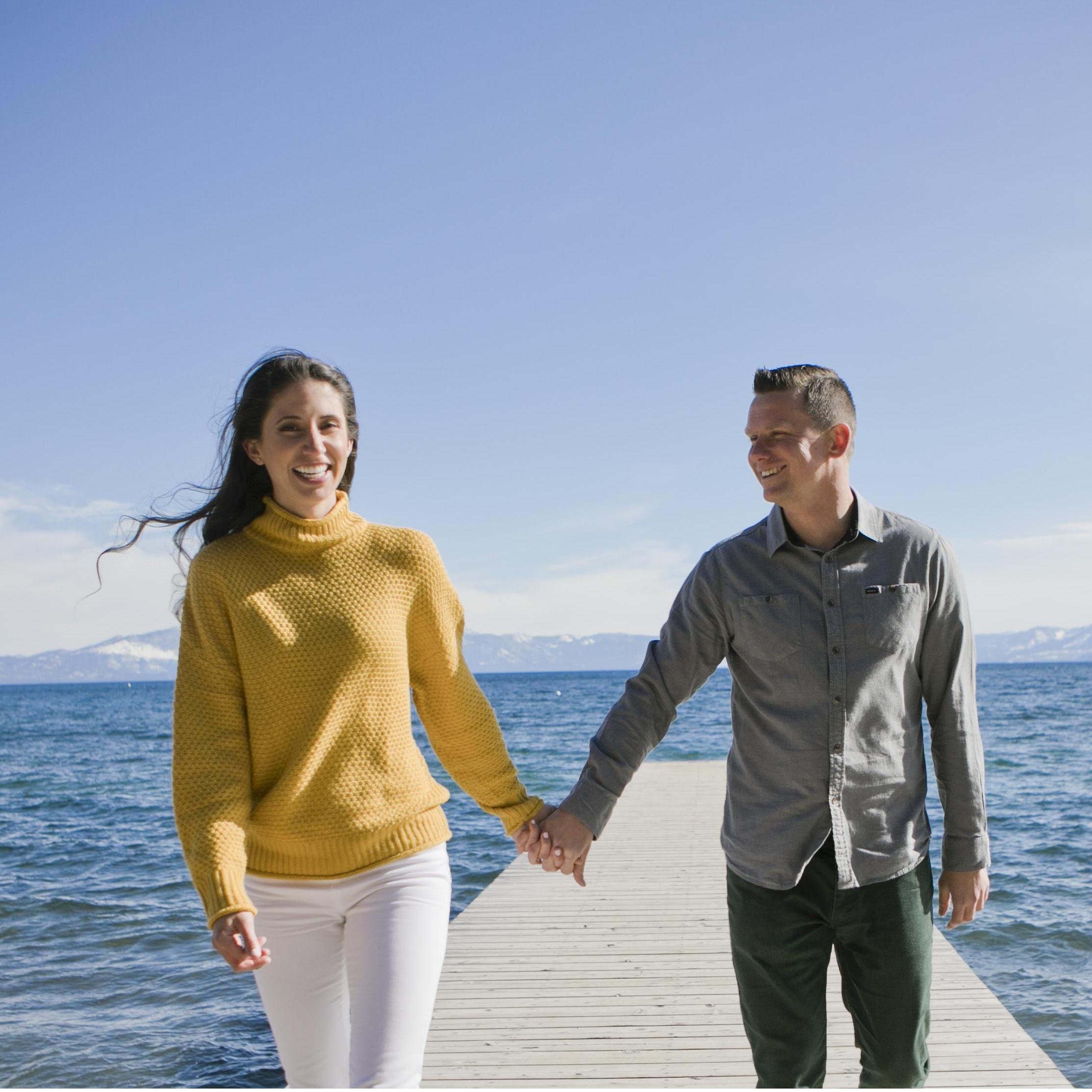 Some of our favorites from our engagement photo session at Skylandia Beach in North Lake Tahoe in March 2021!