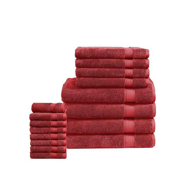 16 Piece Towel Set - 100% Cotton Towels, Bath Towels Sets for Bathroom, Hotel Towels, Quick Dry, Highly Absorbent, Luxury Bath Towels, 4 Bath Towels, 4 Hand Towels, and 8 Wash Cloths - Biking Red