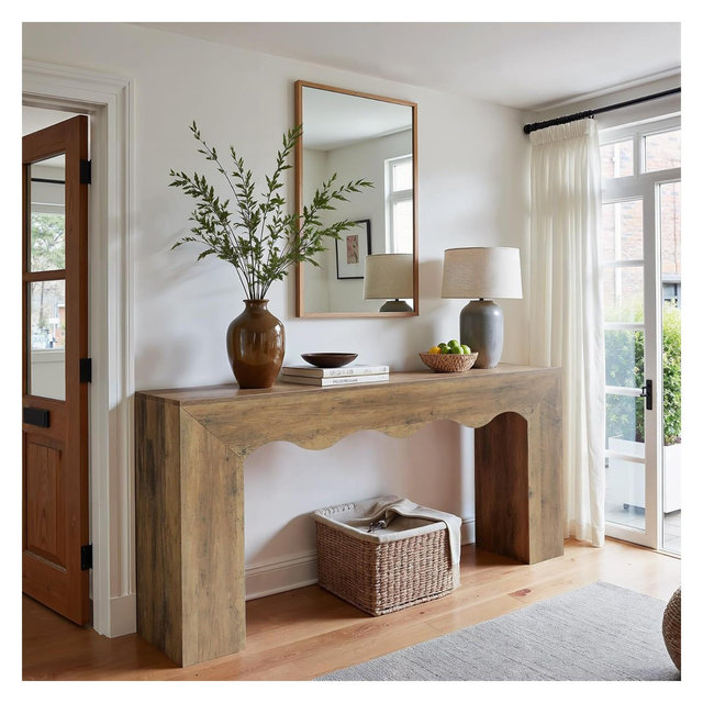 Lantine 63-Inch Farmhouse Console Table, Wooden Sofa Table with Storage, Narrow Long Entryway Stand for Hallway and Living Room