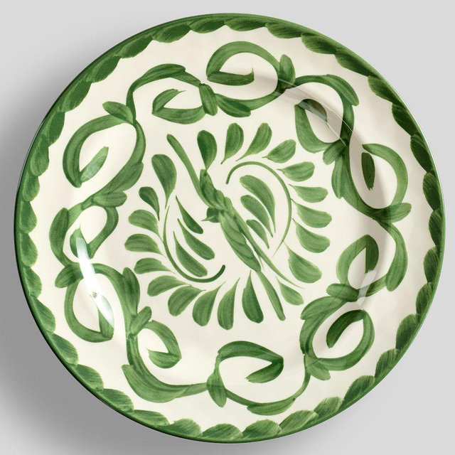Puebla Outdoor Melamine Dinner Plates, Set of 4 - Green