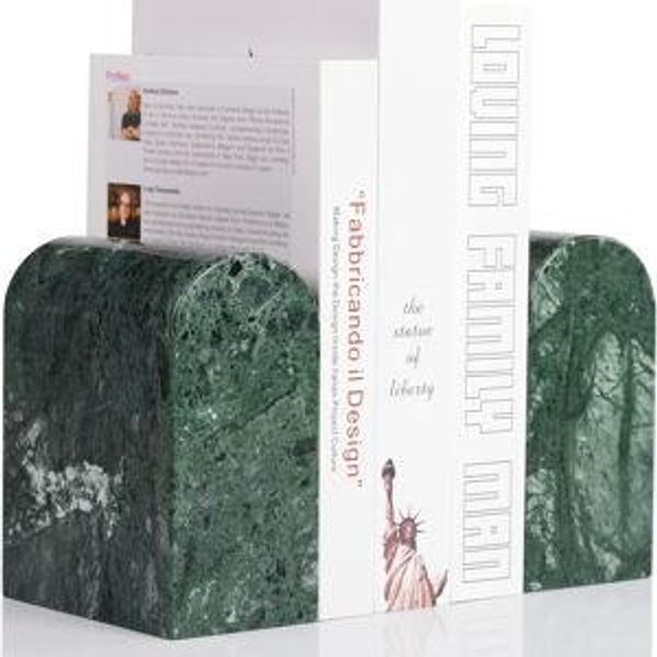 Koville Indian Natural Marble Bookends for Shelves, 13LBS Non-Slip Book Ends, Heavy Duty Marble Book Holders Organizer, Bookshelf Apartment Decor for Movies/CD/Video Games(Indian Green)
