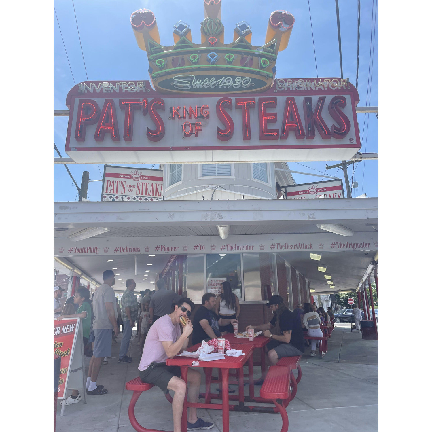 Devin eating philly cheesesteak in Philadelphia, May 2024.