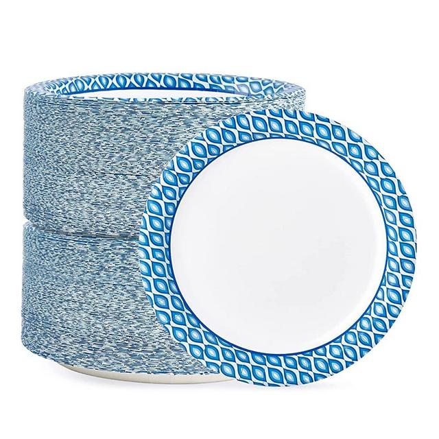 MUCHII 8.375 Inch Disposable Paper Plates, 300 Count Disposable Paper Plates, Soak-Proof Paper Plates for Daily Use, Cut-Proof Holiday Paper Plates for Family Gatherings, Parties, Picnic And So On.