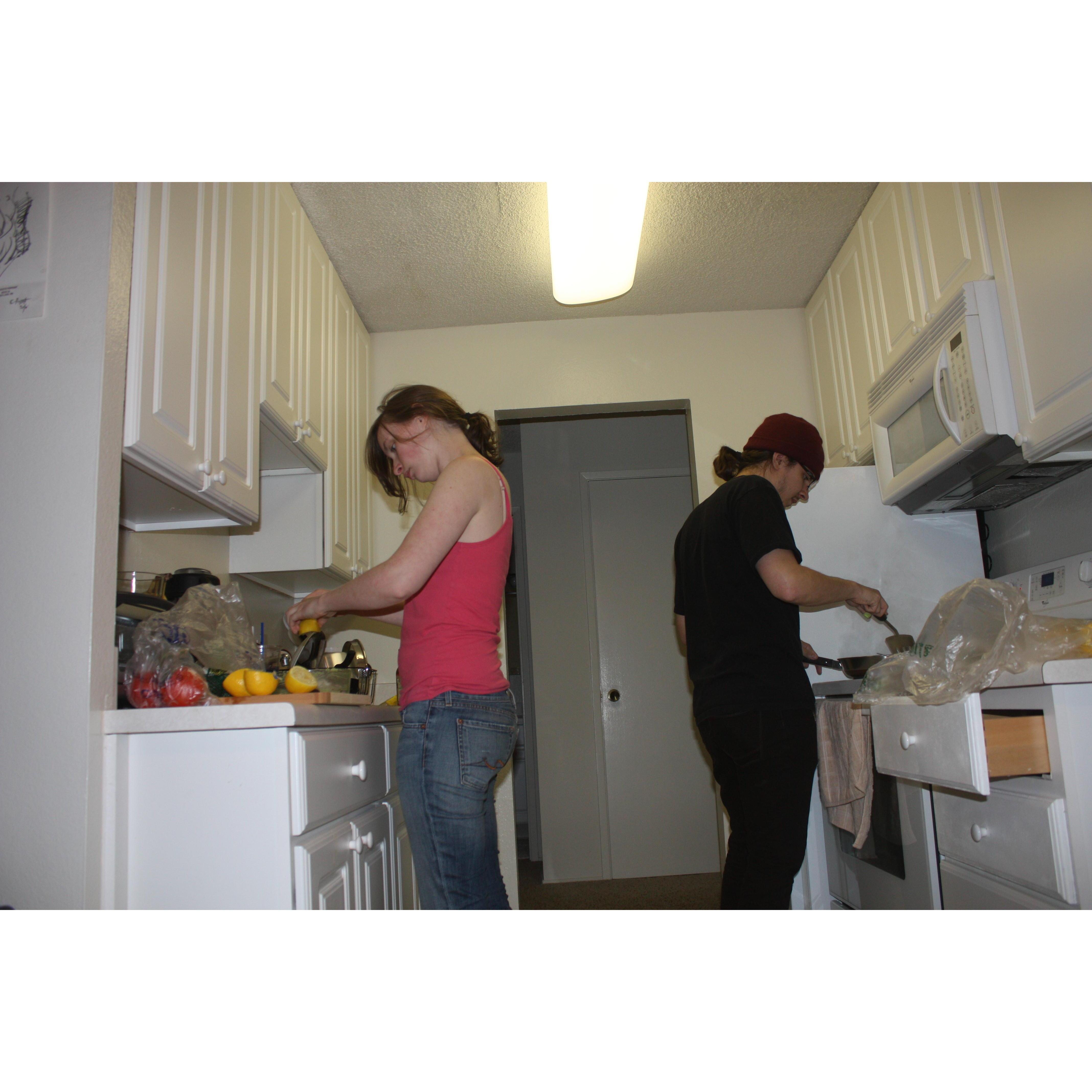 June 25, 2011
Making dinner at our first apartment in Monterey, CA.