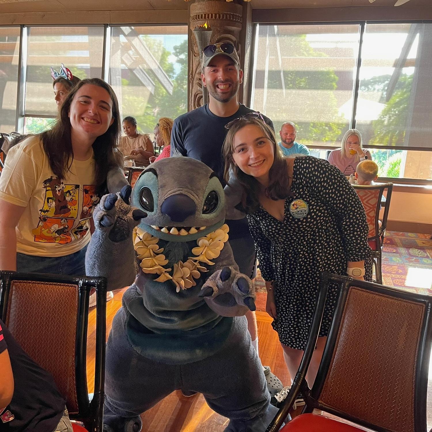 Seth's with Macey's family on his first Disney trip! He auditioned to be the next Stitch once we got back, but he couldn't land the backhand spring. :( (October 2023)
