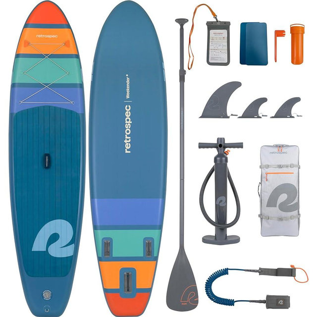 Retrospec Weekender Inflatable Stand Up Paddle Board Includes Paddle, Pump, and Accessories 10’6” Lightweight iSUP, Puncture Resistant Inflatable Paddle Board for Adults