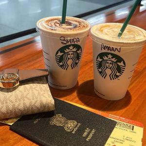 Coffee at the airport (honeymoon)