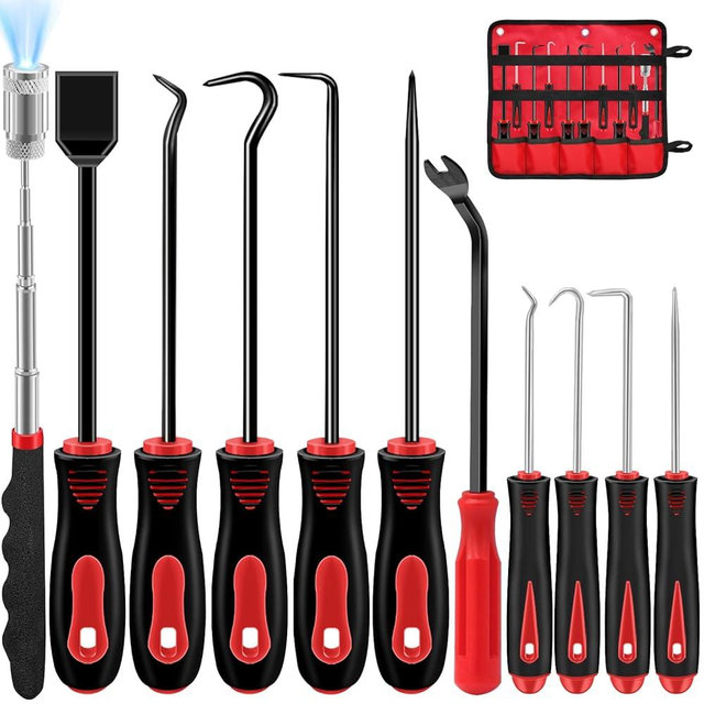 Etre Jeune 11 Pcs Hook and Pick Set Mechanic, Automotive Pick Tool for Car Oil Seal/O-Ring Seal Hoses Puller Remover Gasket Scraper Magnet Pickup Tool
