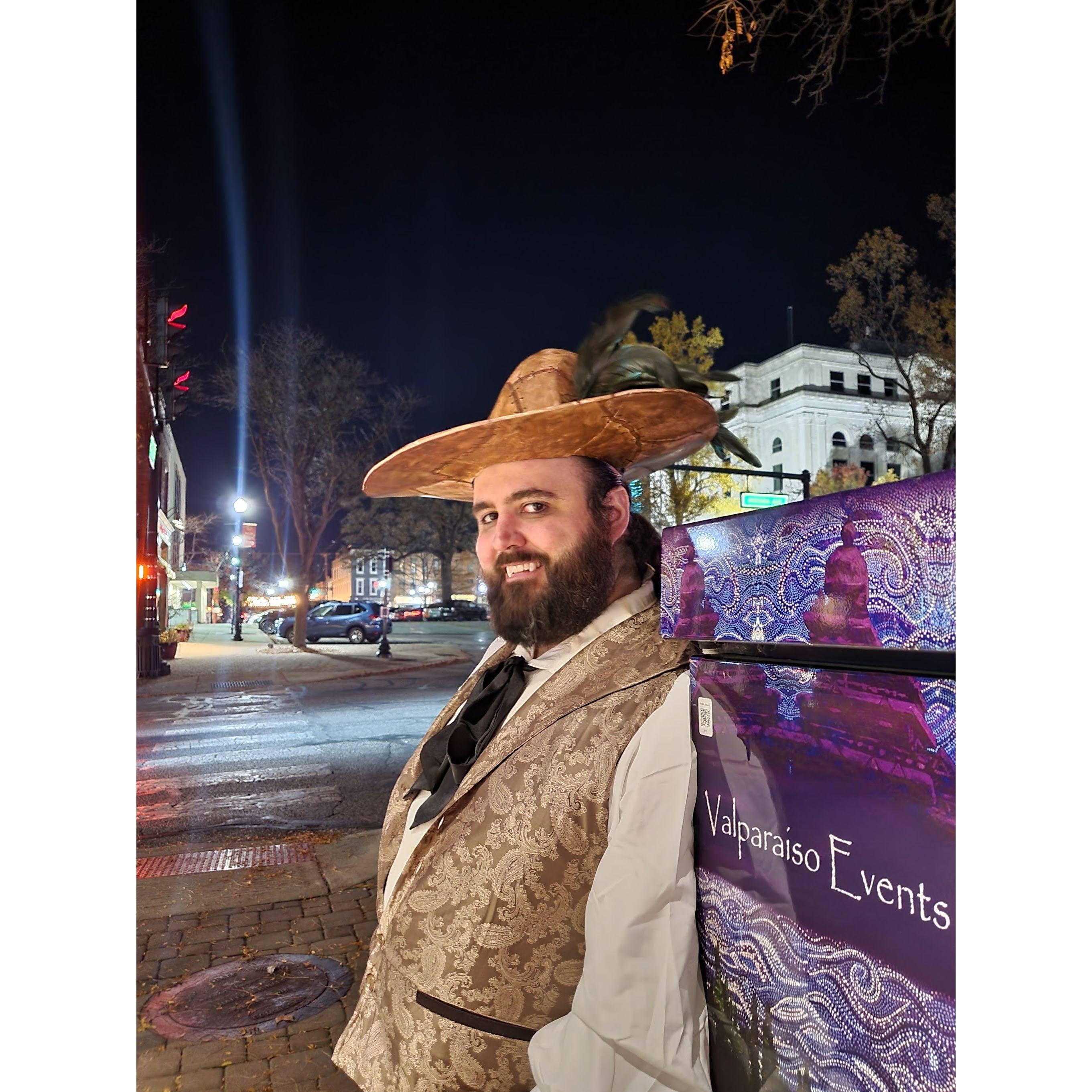 Joe dressed as Jackie Daytona, a bartender from Arizonia. (Halloween. show:"What We Do in the Shadows")