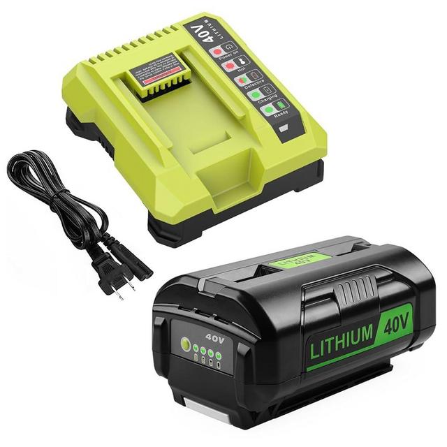 Energup 40Volt 6500mAh Replacement Ryobi 40V Battery + Charger Kit for Ryobi 40V Lithium Battery OP4026 OP40601 OP4050A OP4040 OP4030 OP4050 with OP401 Ryobi 40V Charger