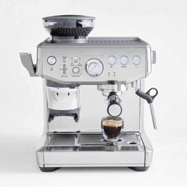 Breville Barista Express Impress Espresso Machine in Almond Nougat + Reviews | Crate & Barrel