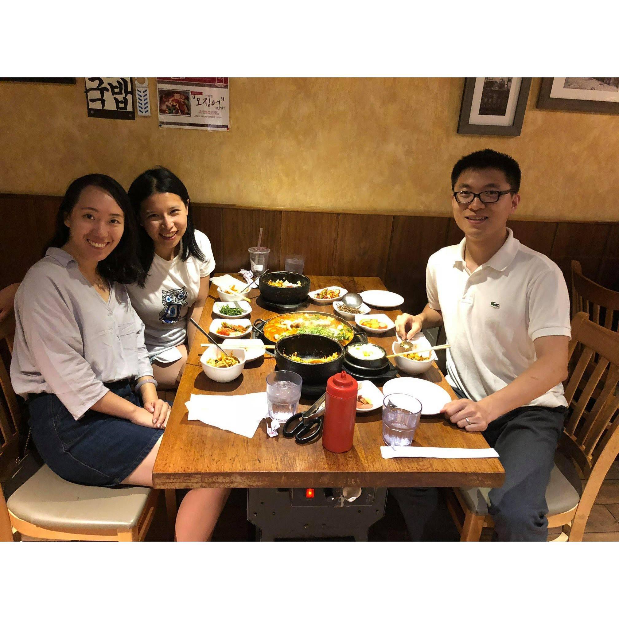 Met with Li's good friend since middle school: Lu. Lu is our maid of honor!