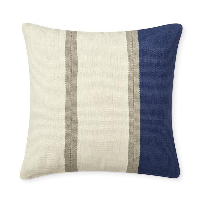 Dhurrie Stripe Pillow Cover, 20" X 20", Blue