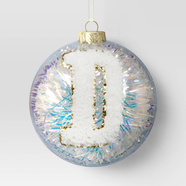 Christmas Monogram Plastic Tinsel Ball D - Wondershop™