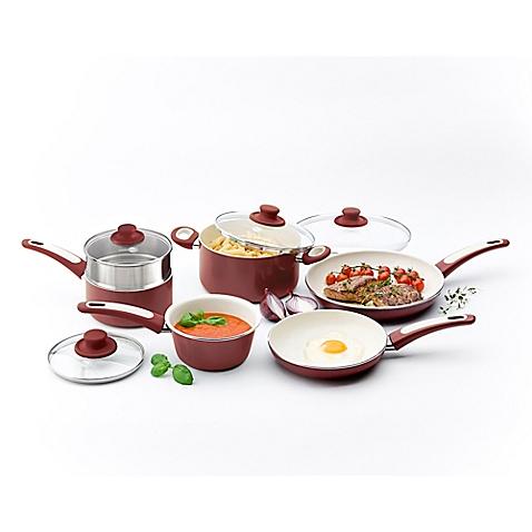 GreenPan™ Focus 10-Piece Ceramic Nonstick Cookware Set in Burgundy