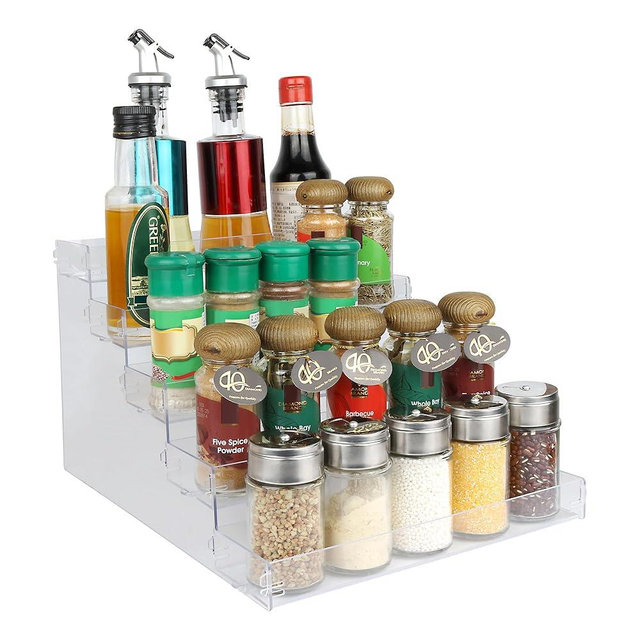 ELEGANTLIFE Spice Rack,No Tool Needed & No Pungent Acrylic Glue Self-derived Snap On Assembly Spice Shelf Pantry Kitchen Cabinet Organizer 10 in for Jars,Baking Supplies & Spice Bottles (5 Tier)