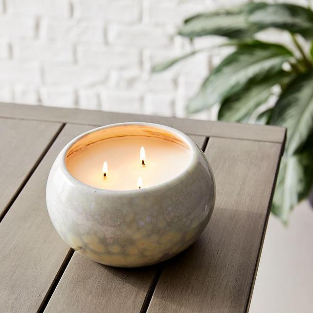 Reactive Glaze Ceramic Candle, Large, Citronella Moonstone