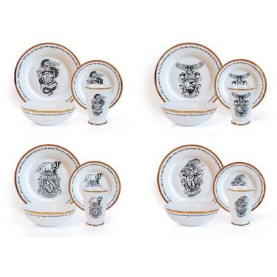 Robe Factory LLC Harry Potter Hogwarts House Logos 16-Piece Ceramic Dinnerware Set